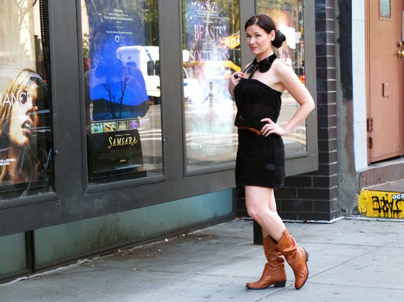 summer dress combined with Franco Sarto boots makes a perfect fall outfit #gotitatmarshalls via http://www.skimbacolifestyle.com/2012/09/fall-booties-marshalls.html fall trendy boots with summer dress